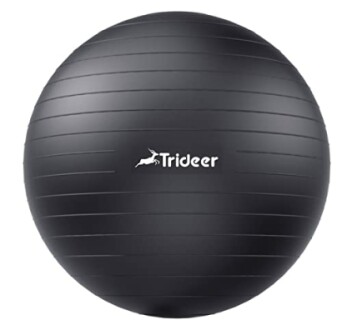 Black exercise ball with Trideer logo