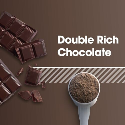 Double rich chocolate bars and scoop of chocolate powder.