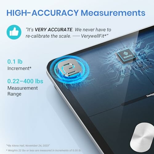 Digital scale with high-accuracy measurements and 0.1 lb increment.